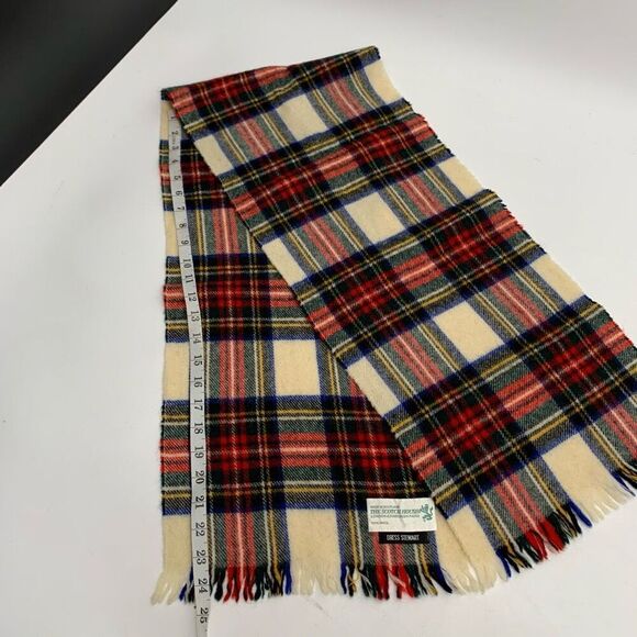 THE SCOTCH HOUSE 100% wool red plaid scarf mens womens unisex - Picture 4 of 5
